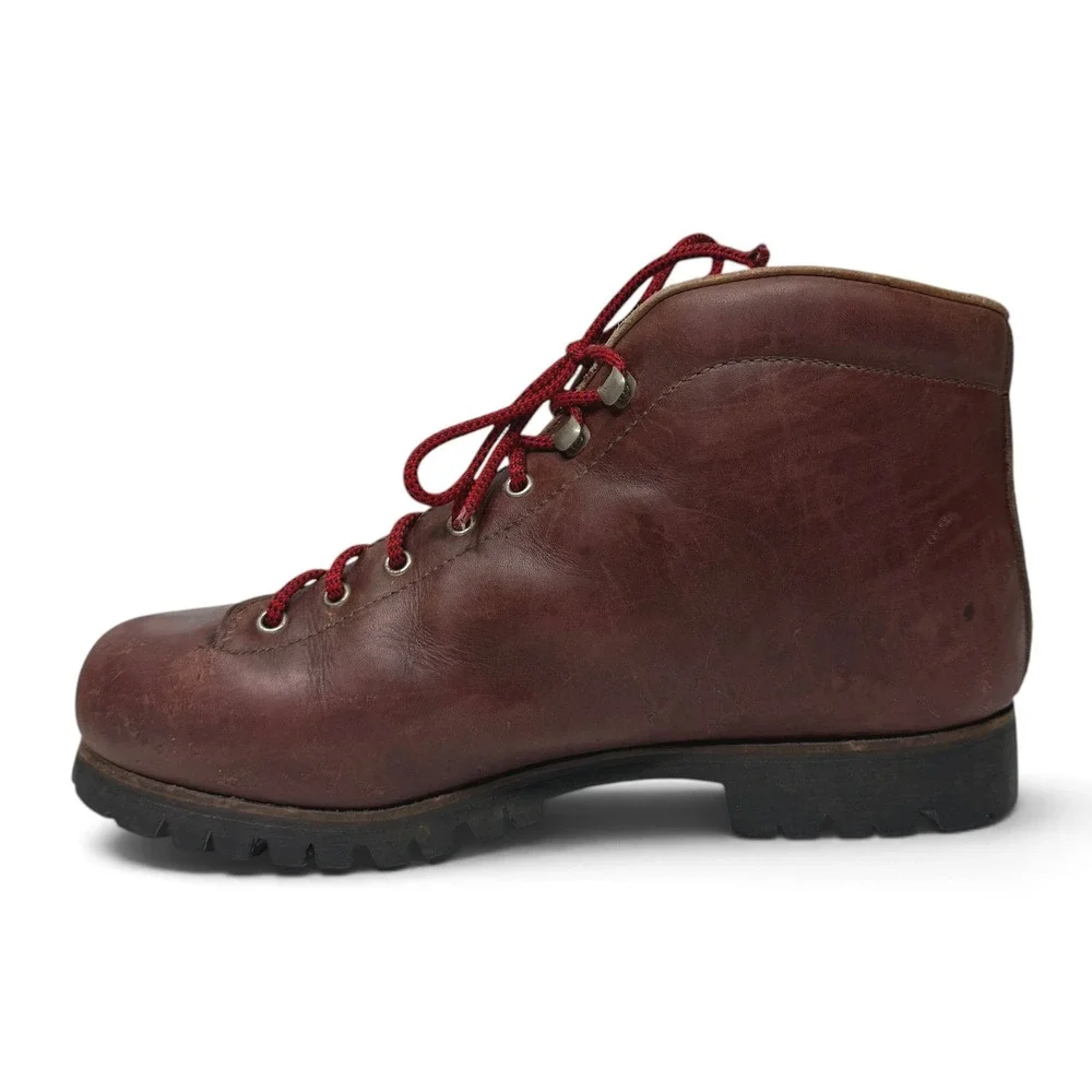 Vintage Vasque Highlander Boots Mens 11.5 Brown Red Hiking Outdoor Leather Italy